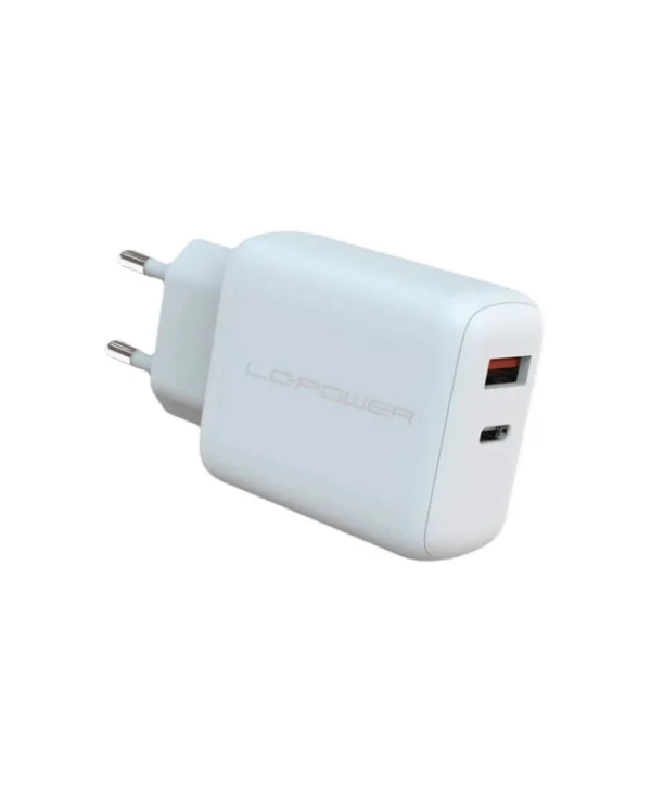 LC-Power Φορτιστής Χωρίς Καλώδιο GaN με Θύρα USB-A και Θύρα USB-C 45W Λευκός LC-GAN-45