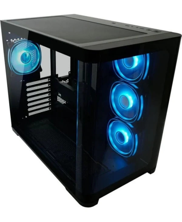 LC-Power Gaming 8001B Pro-Storm Light Midi Tower Κουτί Υπολογιστή με Πλαϊνό Παράθυρο και RGB Φωτισμό Μαύρο LC-8001B-ON