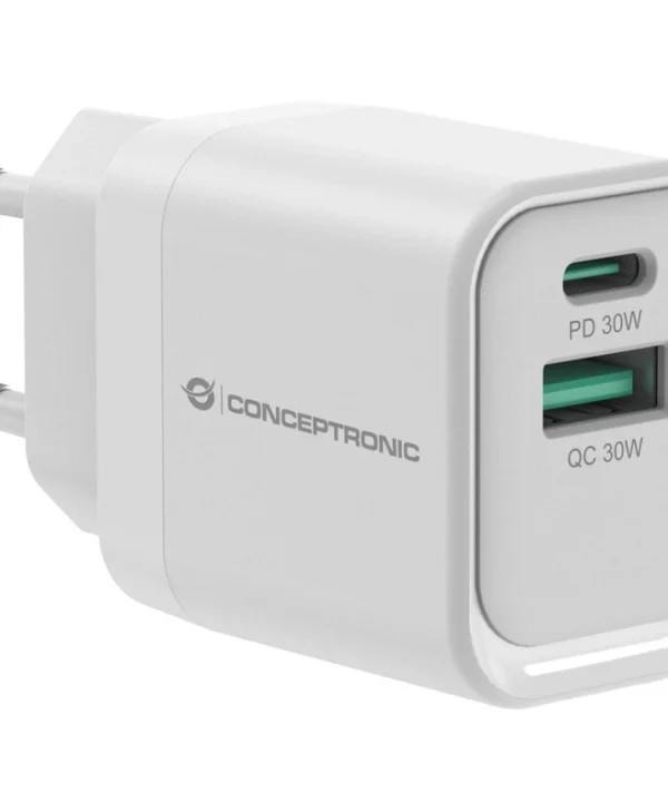 Conceptronic Φορτιστής Χωρίς Καλώδιο GaN με Θύρα USB-A και Θύρα USB-C 33W Power Delivery / Quick Charge 3.0 Λευκός (ALTHEA19W33)