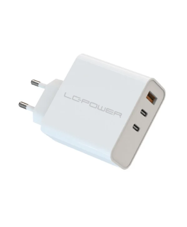 LC-Power Φορτιστής Χωρίς Καλώδιο GaN με Θύρα USB-A και 2 Θύρες USB-C 65W Power Delivery Λευκός LC-GAN-65