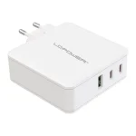 LC-Power Φορτιστής Χωρίς Καλώδιο GaN με Θύρα USB-A και 2 Θύρες USB-C 100W Power Delivery Λευκός (LC-GAN-100)