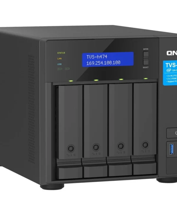 QNap TVS-h474 NAS Tower με 4 θέσεις για HDD/M.2/SSD και 2 θύρες Ethernet TVS-H474-PT-8G