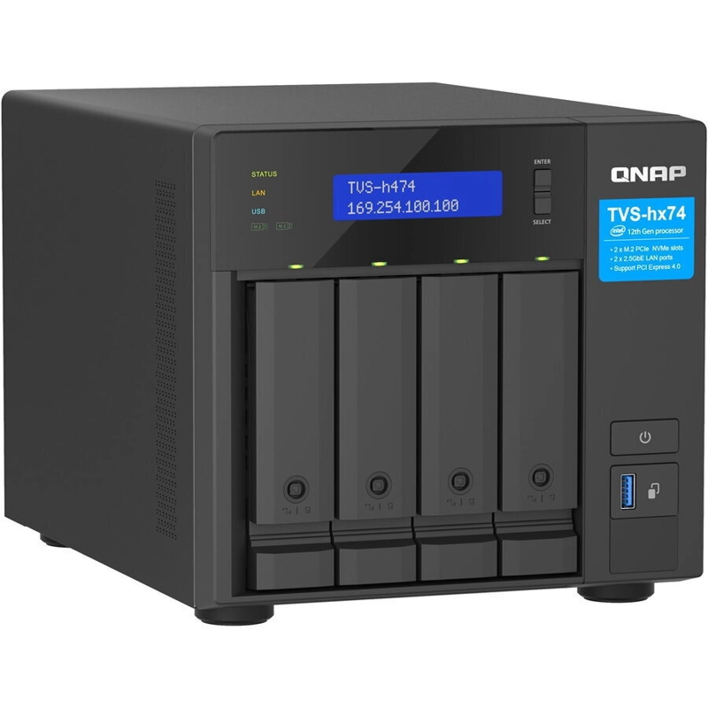 1 QNap TVS-h474 NAS Tower με 4 θέσεις για HDD/M.2/SSD και 2 θύρες Ethernet TVS-H474-PT-8G - Image 1