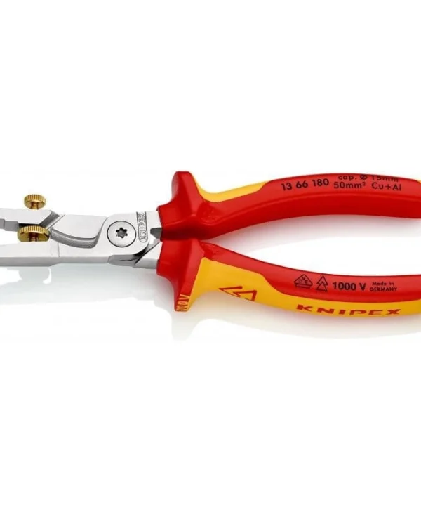 Knipex Ρυθμιζόμενος Απογυμνωτής Καλωδίων με Μήκος 180mm & Κρίκο Στερέωσης 1000V 1366180