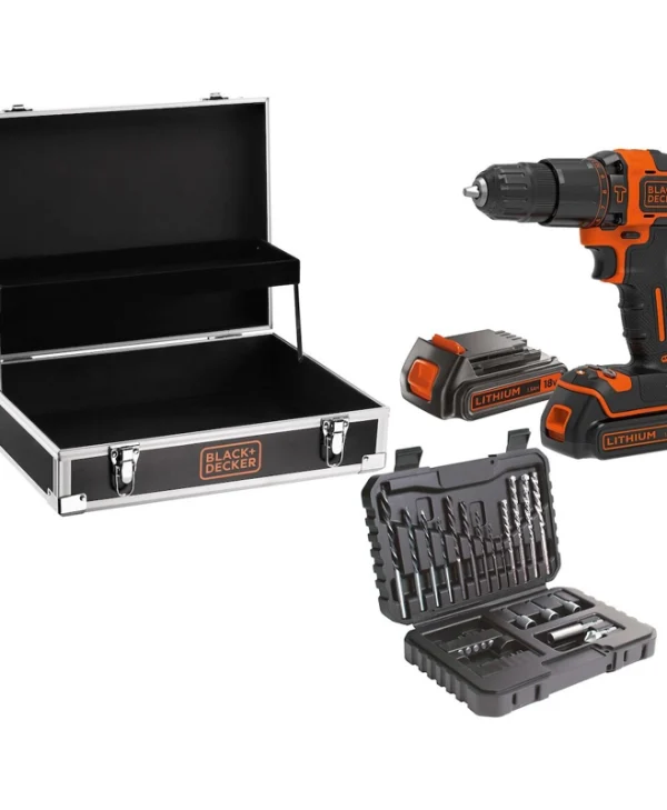Black & Decker Κρουστικό Δραπανοκατσάβιδο Μπαταρίας 18V 2x1.5Ah BDCHD18B2FC-QW