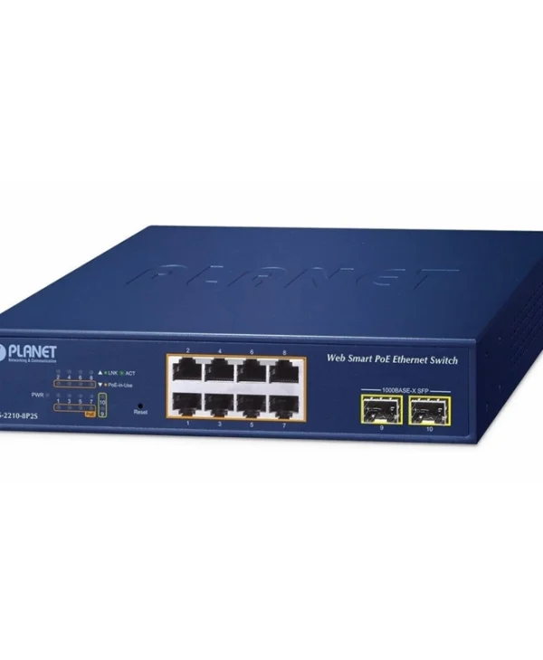 Planet Technology GS-2210-8P2S Managed L2 PoE+ Switch με 8 Θύρες Gigabit (1Gbps) Ethernet και 3 SFP Θύρες