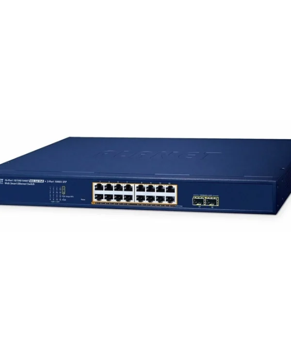 Planet Technology GS-2210-16P2S Managed L2 PoE+ Switch με 16 Θύρες Gigabit (1Gbps) Ethernet και 2 SFP Θύρες