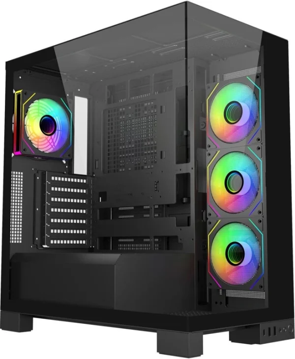 FSP/Fortron M540 Gaming Midi Tower Κουτί Υπολογιστή με Πλαϊνό Παράθυρο και RGB Φωτισμό Μαύρο POC0000274