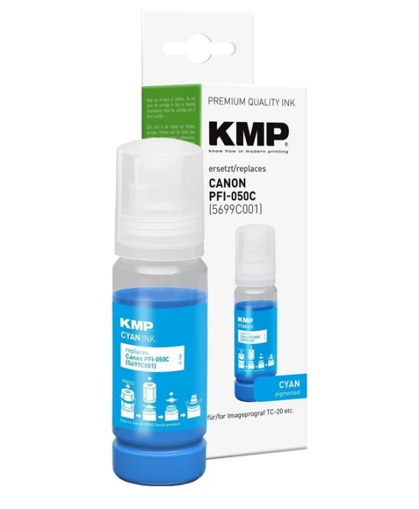 KMP Συμβατό Μελάνι Εκτυπωτή InkJet Canon PFI050C (5699C001) 900 Σελίδων 14ml Κυανό 1τμχ 1588,0003
