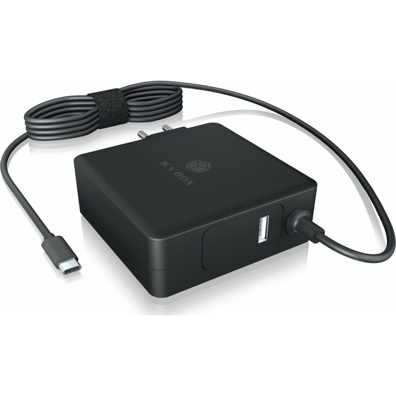 1 Icy Box Φορτιστής με Ενσωματωμένο Καλώδιο USB-C 90W Power Delivery Μαύρος (IB-PS101-PD) - Image 1