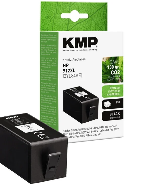 KMP C M Y Πακέτο Συμβατών Μελανιών Εκτυπωτή InkJet HP HP912XL 3YP34AE 825 Σελίδων 44ml Μαύρο 1τμχ 1765,4005