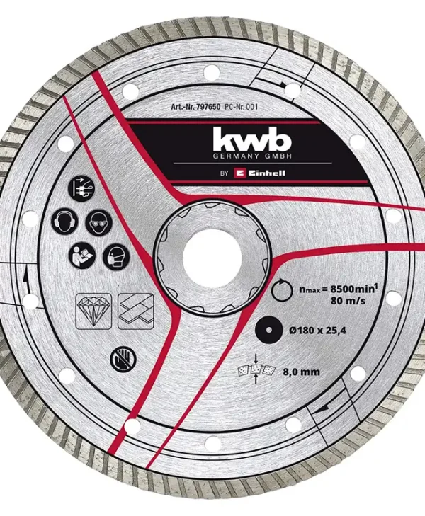 KWB Διαμαντόδισκος Δίσκος Κοπής Δομικών Υλικών 180mm 49795855