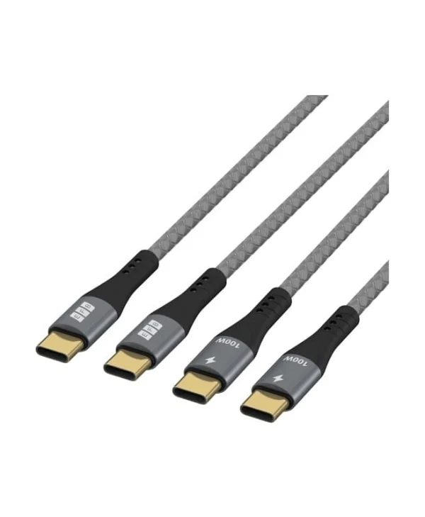 EFB Braided USB 2.0 Cable USB-C male - USB-C 100W PD Γκρι 0.5m USB-CC-00007