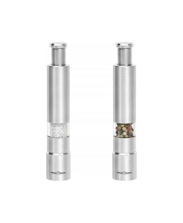 Profi Cook PC-PSM 1160 Σετ Χειροκίνητοι Μύλοι Μπαχαρικών Inox σε Ασημί Χρώμα 15.2cm 2τμχ