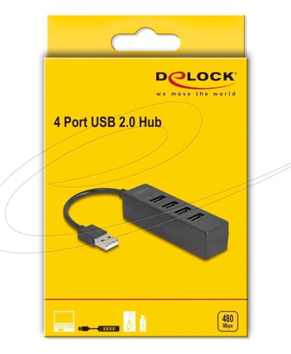 DeLock Hub 4 Θυρών USB 2.0 με σύνδεση USB-A 64334
