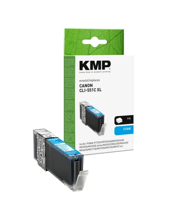 KMP Συμβατό Μελάνι Εκτυπωτή InkJet Canon CLI-551C XL (6444B001) 665 Σελίδων 11ml Κυανό 1τμχ 1518,4003