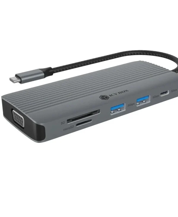 Icy Box USB-C Docking Station με HDMI 4K PD Ethernet Γκρι (IB-DK4040A-CPD)