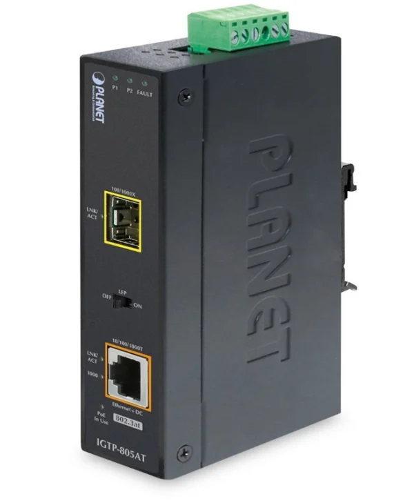 Planet Media Converter 1000Base-SX / LX to 10/100/1000Base-T 802.3at PoE IGTP-805AT