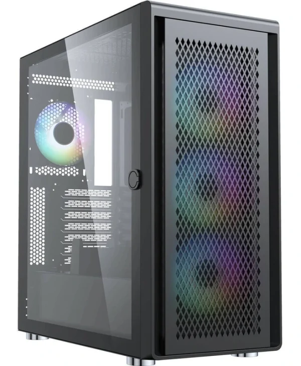 Silentware Air 100 Gaming Midi Tower Κουτί Υπολογιστή με Πλαϊνό Παράθυρο και ARGB Φωτισμό Μαύρο AIR100BLACK