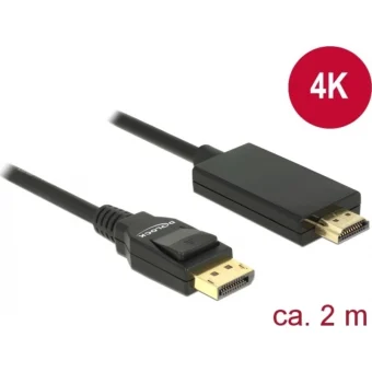 DeLock Cable DisplayPort male - HDMI male 2m Μαύρο (85317)