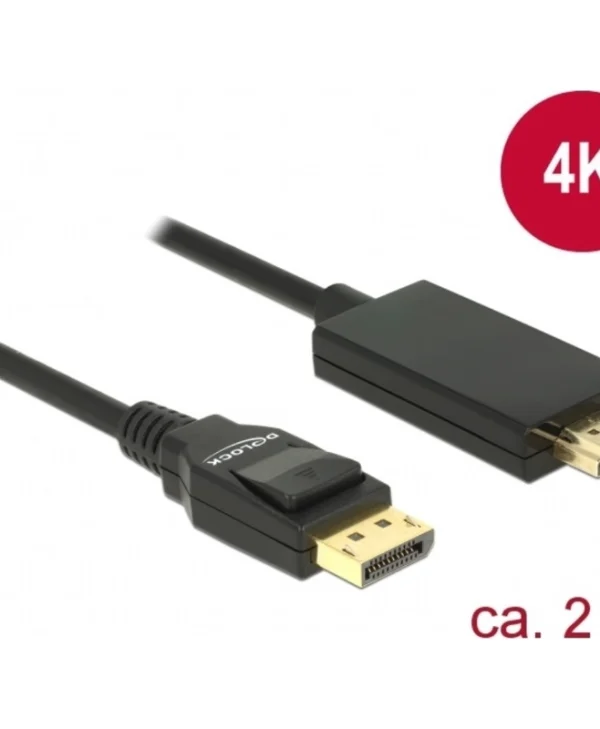 DeLock Cable DisplayPort male - HDMI male 2m Μαύρο (85317)