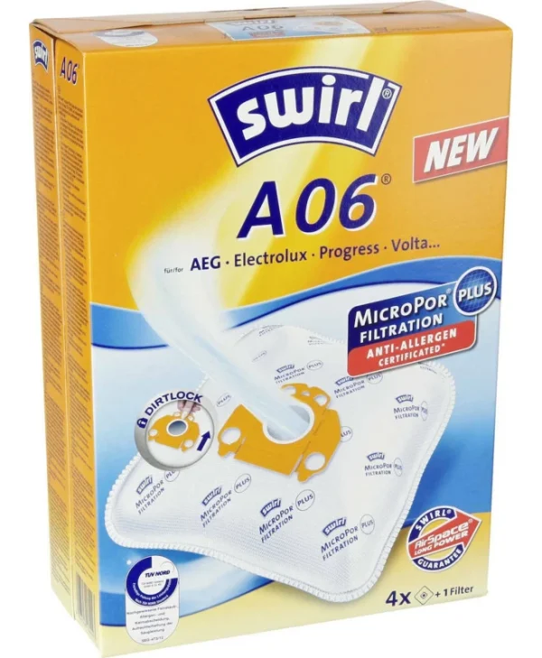 Swirl A06 Σακούλες Σκούπας 4τμχ Συμβατή με Σκούπα AEG / Electrolux 184293