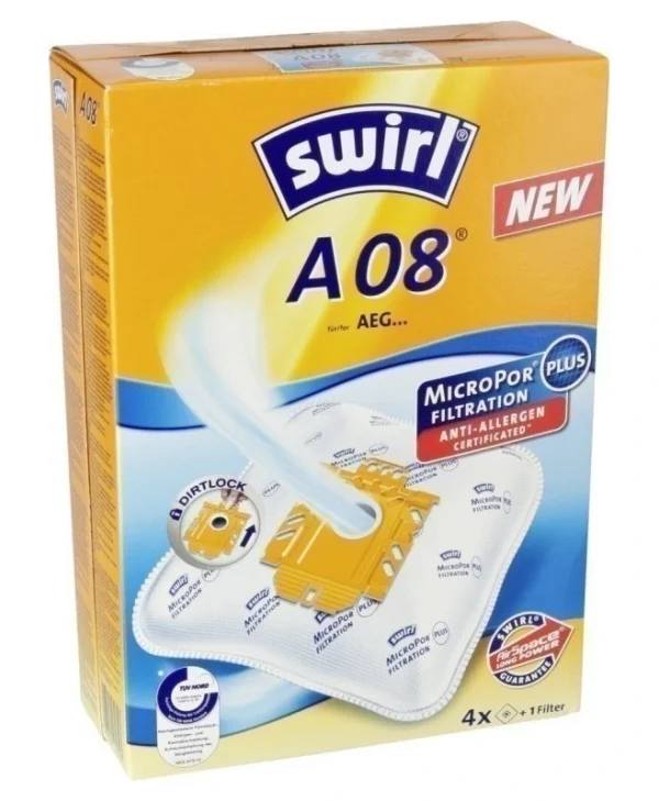 Swirl A08 Σακούλες Σκούπας 4τμχ Συμβατή με Σκούπα AEG 179343