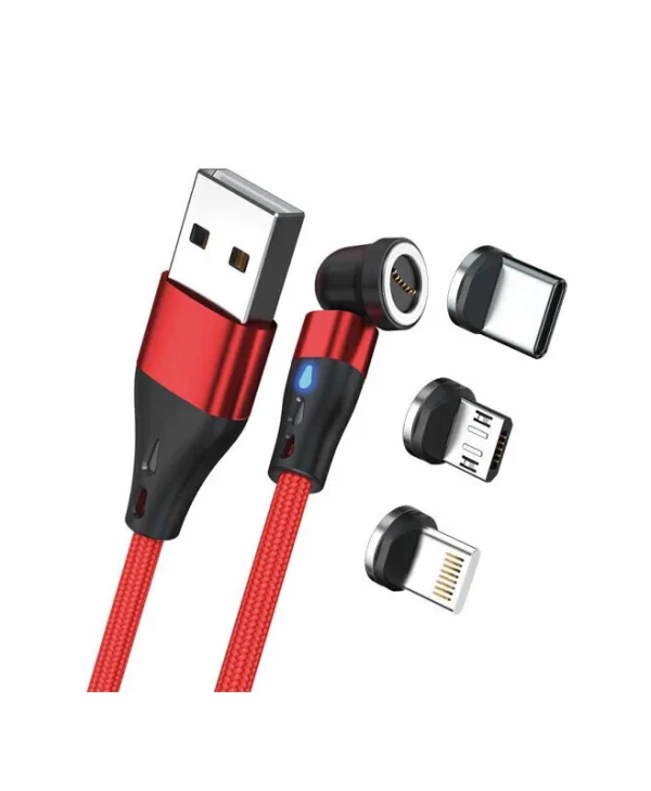RealPower Magnetic USB to Lightning / Type-C / micro USB Cable Κόκκινο 2m 439644