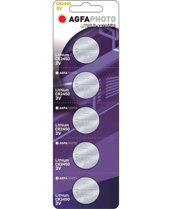 AgfaPhoto Μπαταρίες Λιθίου Ρολογιών CR2450 3V 5τμχ 150-803258