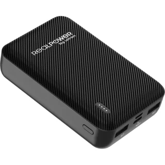 RealPower PB-10000 Mag+Watch MagSafe Power Bank 10000mAh με Θύρα USB-C Power Delivery Μαύρο 444408