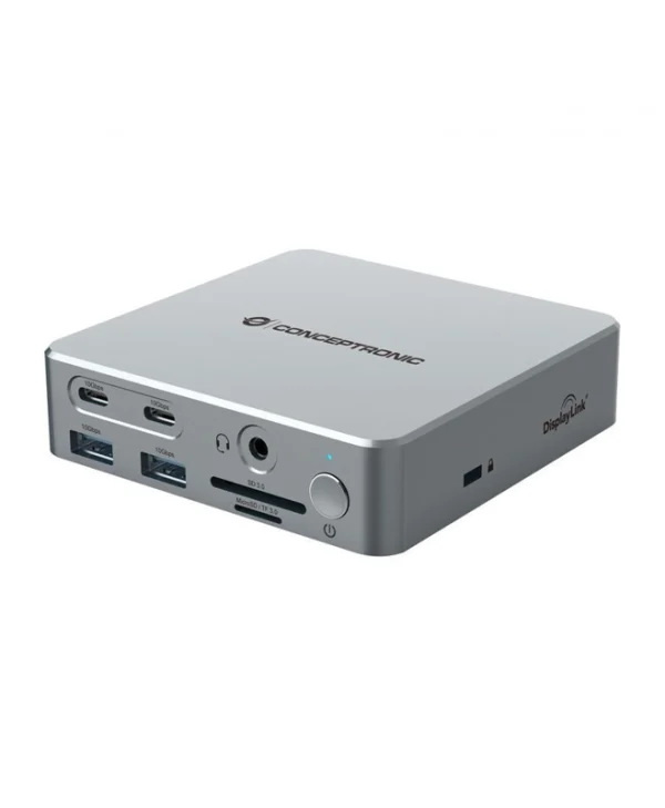 Conceptronic DONN25G 15-in-1 USB-C Docking Station με HDMI/DisplayPort 4K PD Ethernet και σύνδεση 3 Οθονών Ασημί