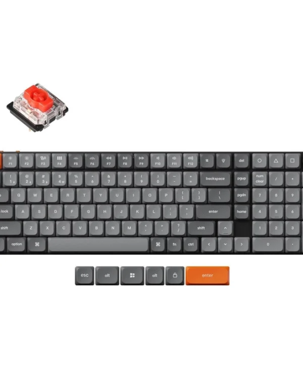 Keychron K17M-H1 Max QMK K17M-H1 Ασύρματο Gaming Μηχανικό Πληκτρολόγιο 96% με Gateron Low Profile Red διακόπτες και RGB φωτισμό (Αγγλικό US)
