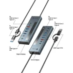 Icy Box Hub 9 Θυρών με σύνδεση USB-A Γκρι 61158 - Image 3