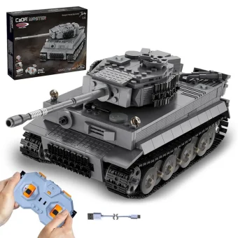 Jamara 402894 Cada Panzer Tiger 1:35 Σετ Δομικών Τετραγώνων 925 Κομμάτια Γκρι Τηλεχειριστό Δεξαμενή