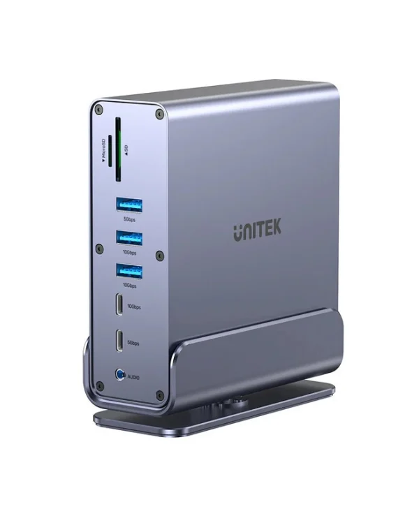 Unitek D1135A Dock / USB-C Docking Station με 4K PD Ethernet και σύνδεση 3 Οθονών Ασημί D1135AGY01
