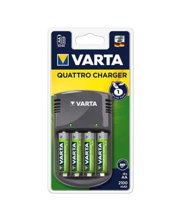 Varta Quattro USB Φορτιστής 4 Μπαταριών Ni-MH Μεγέθους AA/AAA Σετ με 4 Μπαταρίες 18660