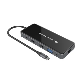 Conceptronic USB-C Docking Station με HDMI 4K PD Ethernet και συνδεση 2 Οθονών Μαύρο (DONN15G)
