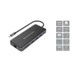Conceptronic USB-C Docking Station με HDMI 4K PD Ethernet και συνδεση 2 Οθονών Μαύρο (DONN15G) - Image 2