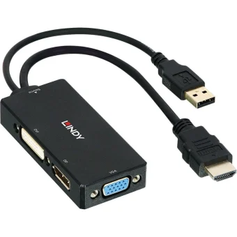 Lindy Μετατροπέας HDMI / USB-A male σε DVI-D / DisplayPort / VGA female 1τμχ 38182 1800043