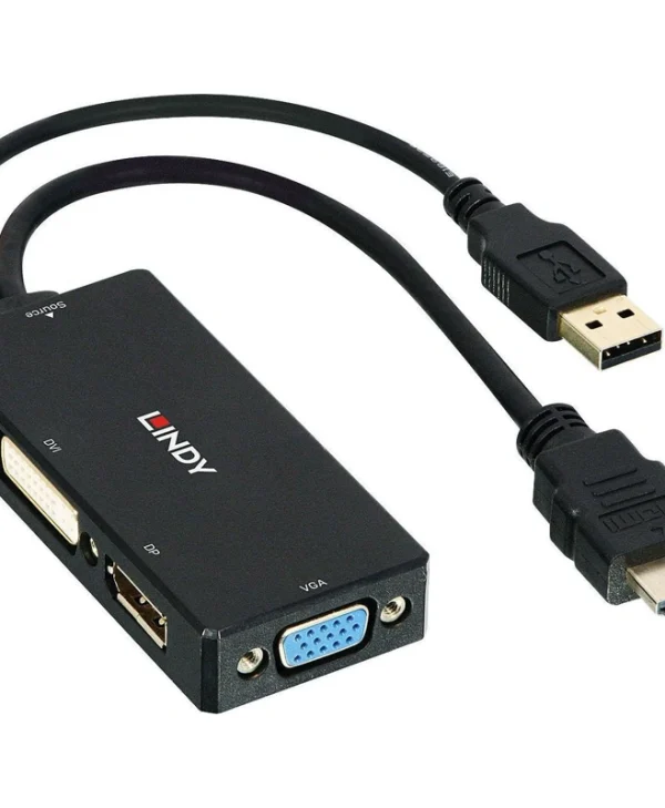 Lindy Μετατροπέας HDMI / USB-A male σε DVI-D / DisplayPort / VGA female 1τμχ 38182 1800043
