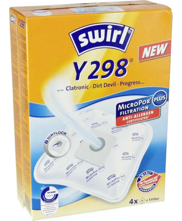 Swirl Y298 Σακούλες Σκούπας 4τμχ Συμβατή με Σκούπα Dirt Devil 205851