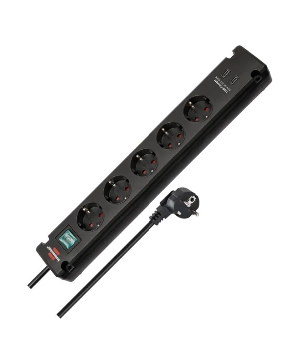 Brennenstuhl Bremounta Πολύπριζο Aσφαλείας 5 Θέσεων με 2 USB-C, Διακόπτη και Καλώδιο 3m 1150660415