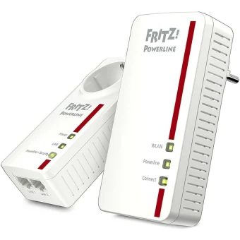 AVM Fritz!Powerline 1260E Powerline Διπλού Kit για Ασύρματη Σύνδεση Wi‑Fi 5 με Passthrough Πρίζα και 2 Θύρες Gigabit Ethernet 20002795