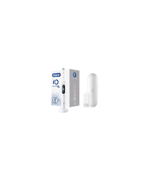 Oral-B Alabaster Series Io8 Ηλεκτρική Οδοντόβουρτσα με Αισθητήρα Πίεσης και Θήκη Ταξιδίου Λευκή iO8N