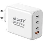 Allnet Φορτιστής Χωρίς Καλώδιο GaN με Θύρα USB-A και 3 Θύρες USB-C 200W Power Delivery Λευκός PSU-GaNPD-USB-1A3C-200W