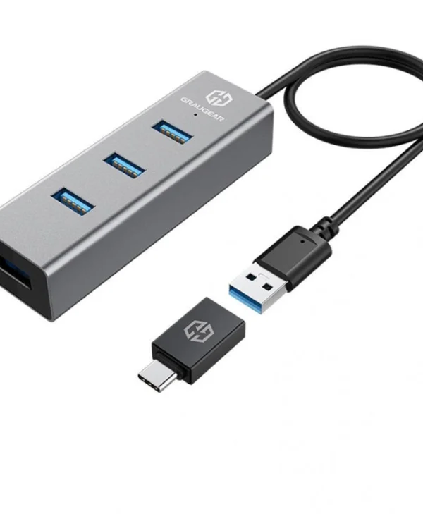 Graugear Hub 4 Θυρών USB 3.0 με σύνδεση USB-A / USB-C Γκρι G-HUB4-AC