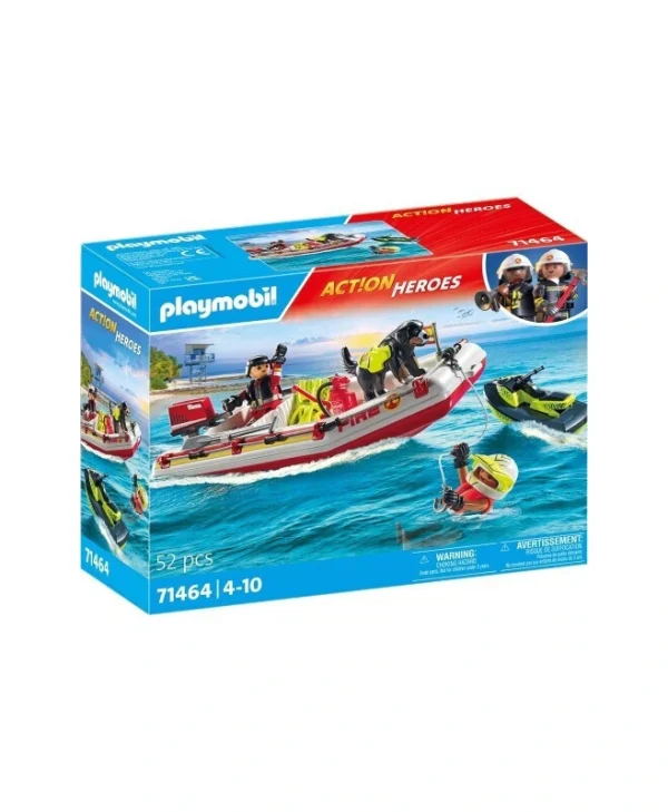 Playmobil Action Heroes Φουσκωτό Σκάφος Πυροσβεστικής Με Θαλάσσιο Scooter για 4-10 ετών 71464