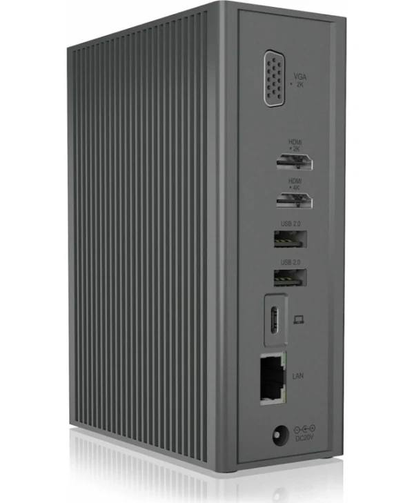 Icy Box USB-C Docking Station με HDMI 4K PD Ethernet και σύνδεση 3 Οθονών Γκρι (IB-DK2262AC)