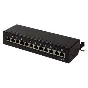 LogiLink Patch Panel Shielded για Rack 1U 12 Θυρών cat6 Μαύρο NP0017