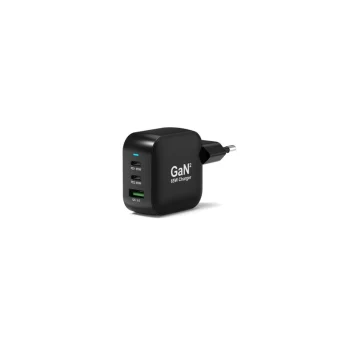 Port Designs Φορτιστής GaN με Θύρα USB-A και 2 Θύρες USB-C και Καλώδιο USB-C - USB-C 65W Power Delivery Μαύρος 902065PEU